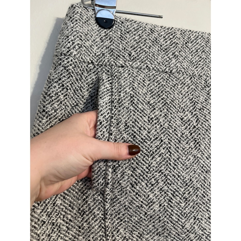 Herringbone Wool Blend‎ LOFT Mini Skirt Tweed Career Academia Preppy Pockets - Picture 2 of 8